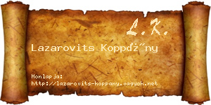 Lazarovits Koppány névjegykártya